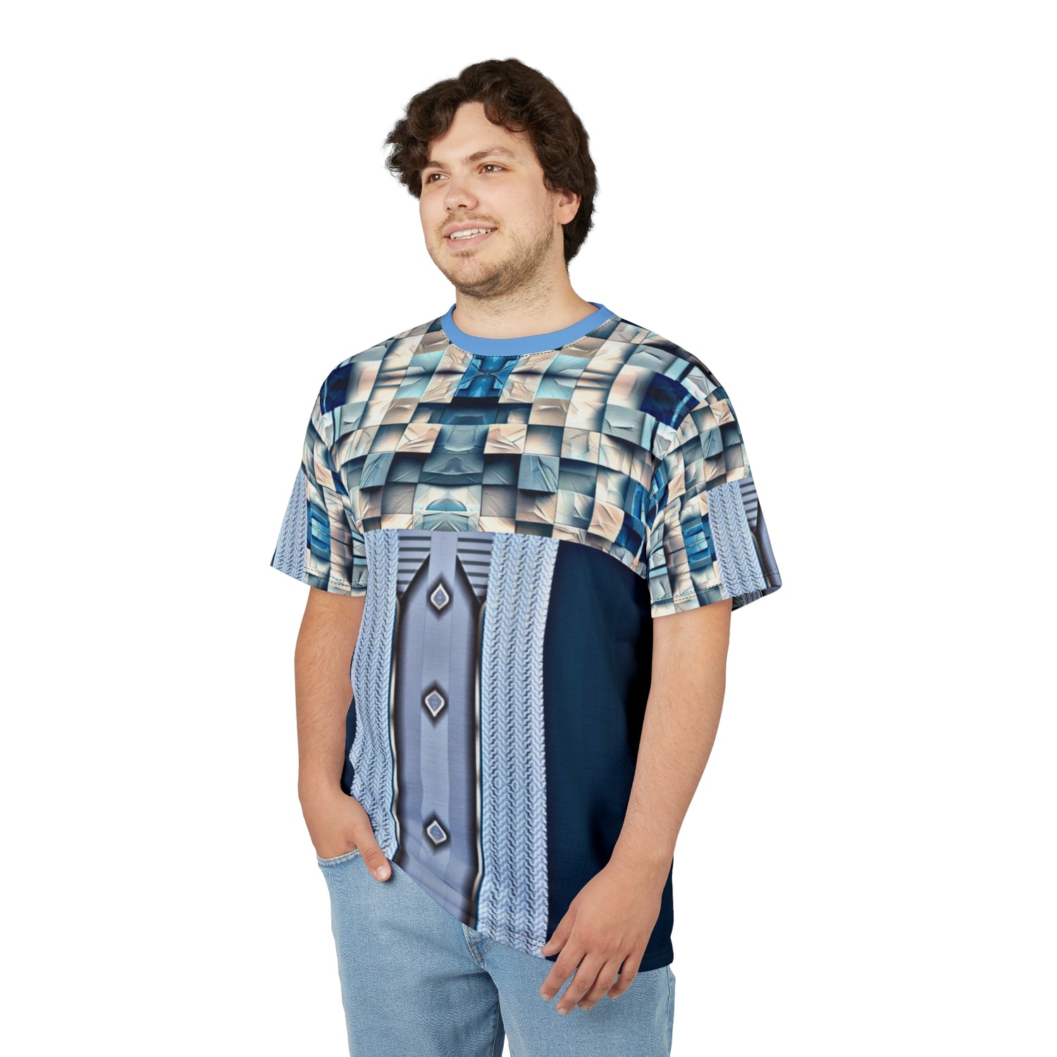 Blue stone,Abstract Geometric Unisex Tee, Unique Graphic Shirt, Trendy Casual Wear, Cool Art Fashion, Statement Piece for Every Occasion