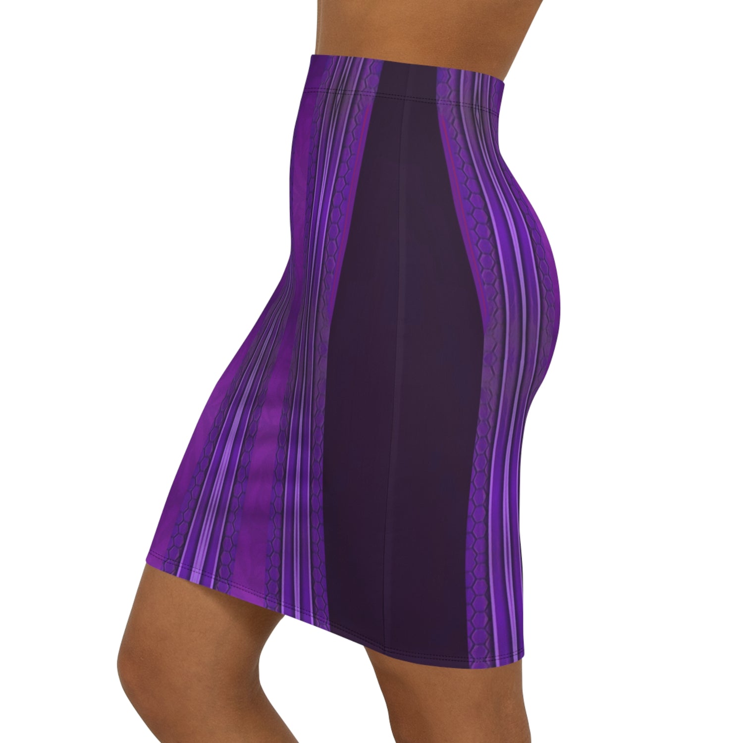 Lavender ,Elegant Purple Mid-Waist Pencil Skirt for Stylish Women