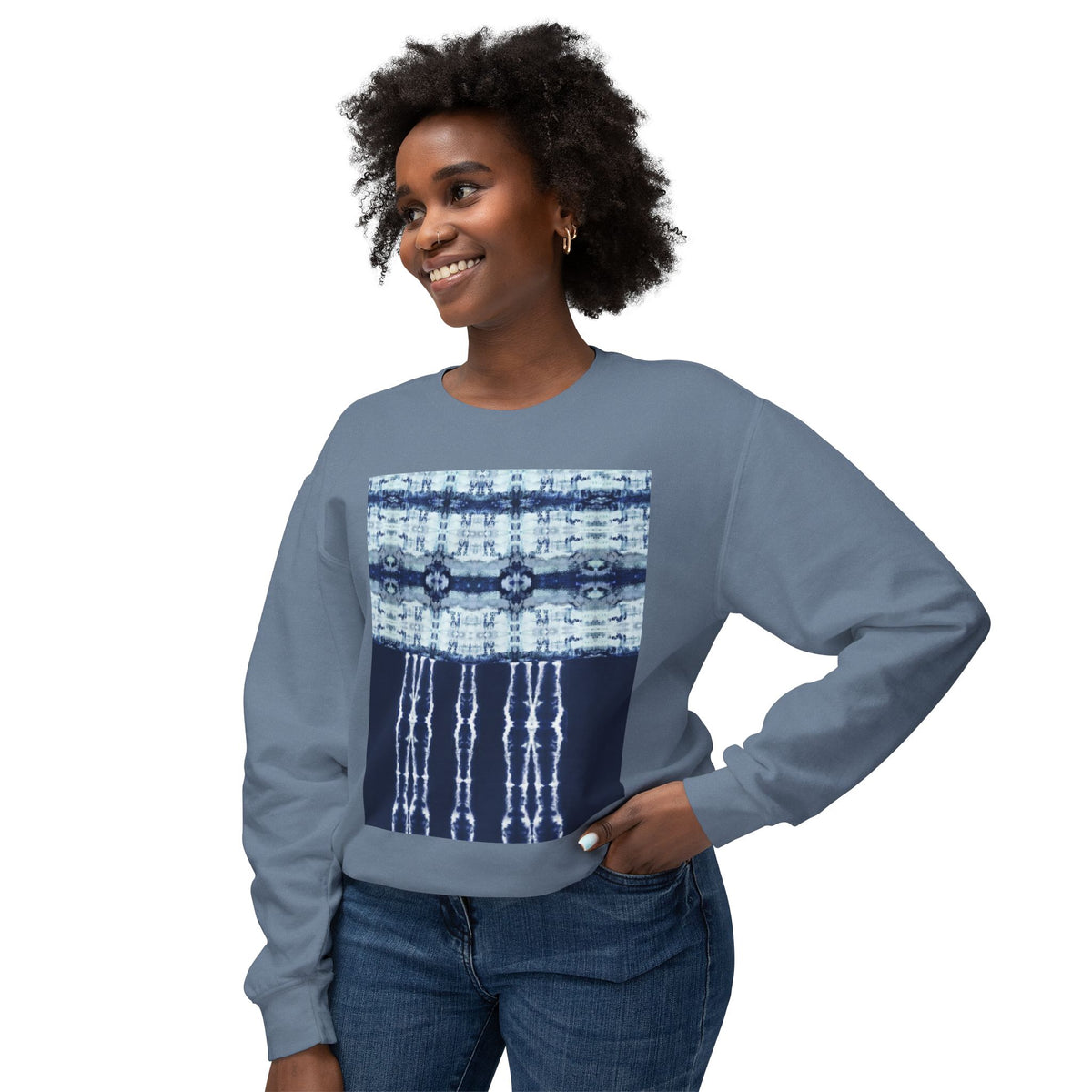 Blue waveUnisex Lightweight Crewneck Sweatshirt