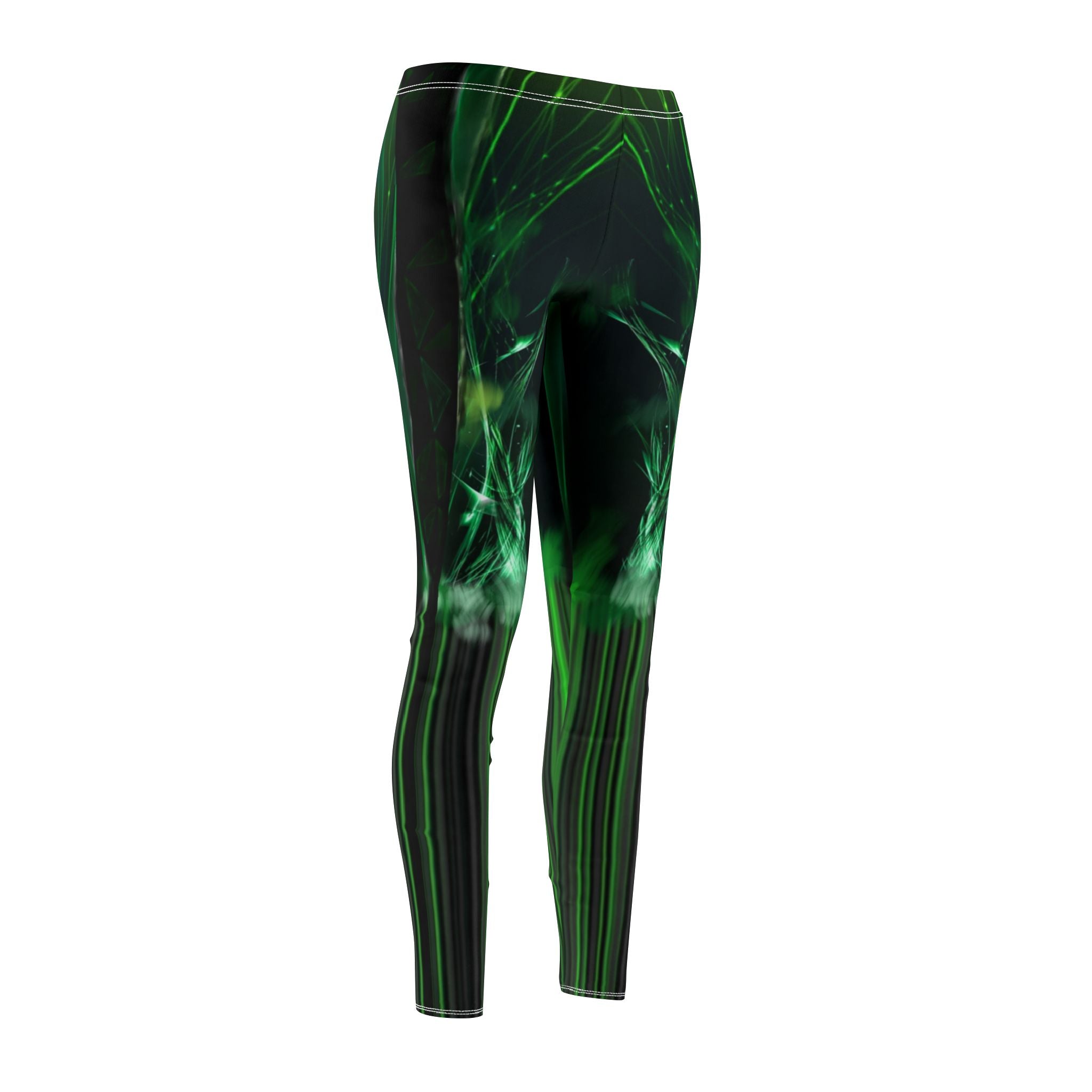 Emerald Green Abstract Mid-Rise Casual Leggings for Active Women