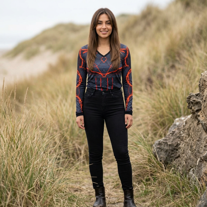 Volcanic Glow. V‑Neck Long Sleeve