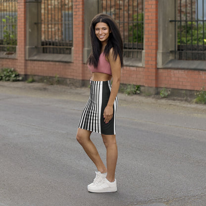3D White Lines Midi Pencil Skirt - Versatile Fashion for Every Occasion