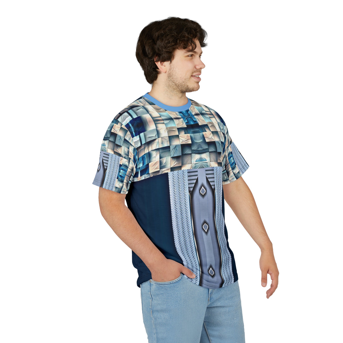 Blue stone,Abstract Geometric Unisex Tee, Unique Graphic Shirt, Trendy Casual Wear, Cool Art Fashion, Statement Piece for Every Occasion