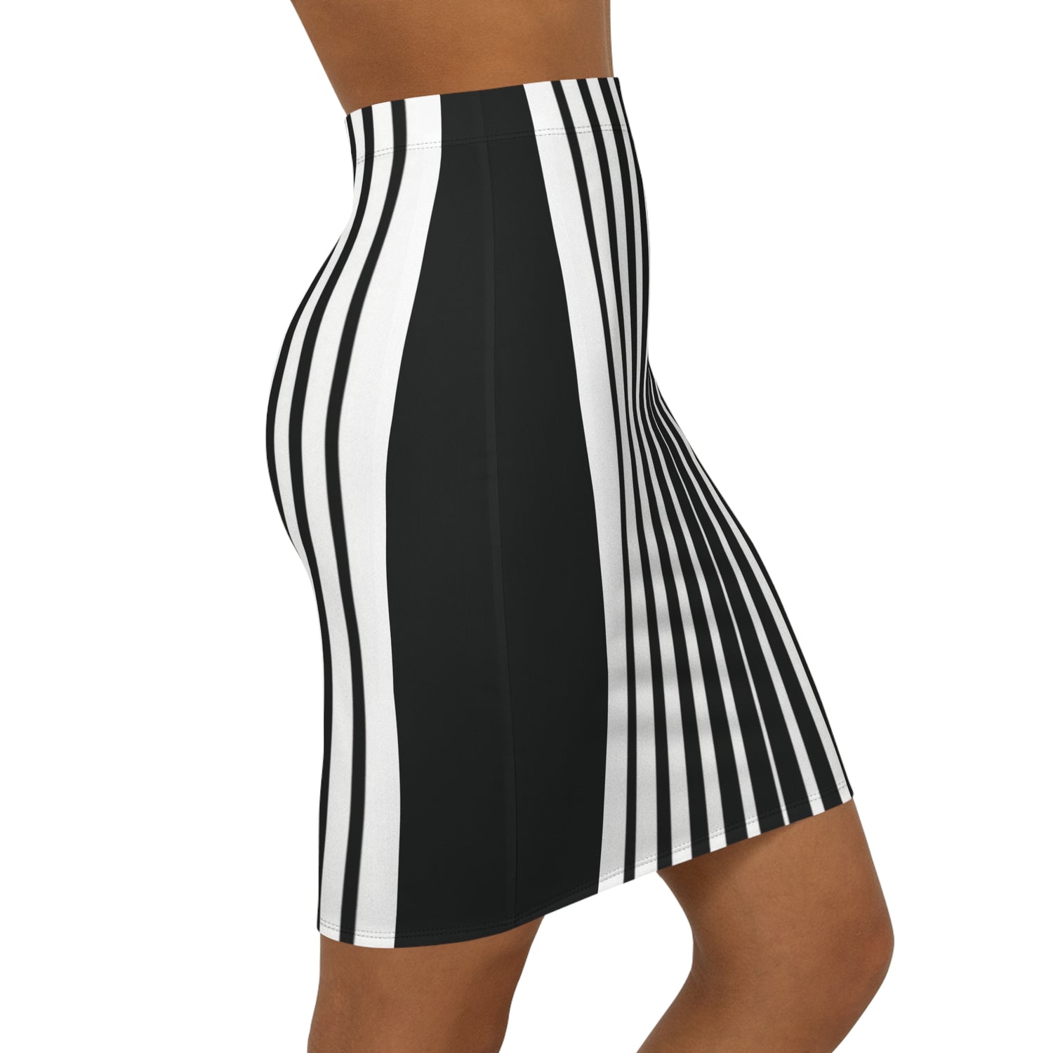 3D White Lines Midi Pencil Skirt - Versatile Fashion for Every Occasion