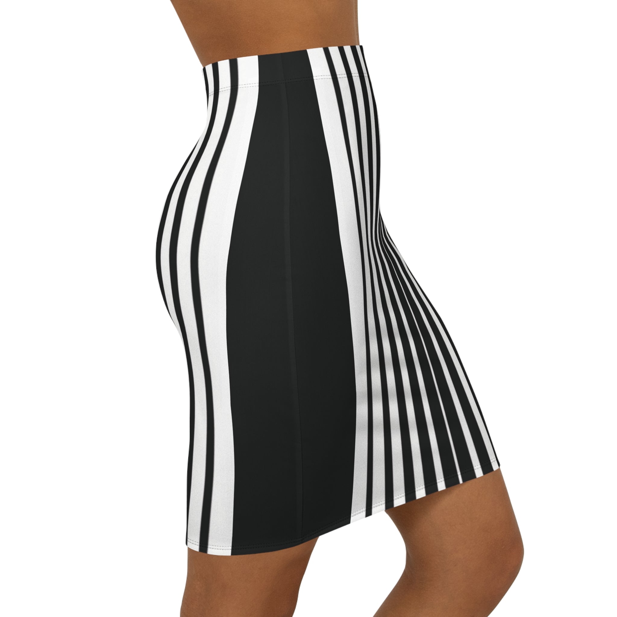 3D White Lines Midi Pencil Skirt - Versatile Fashion for Every Occasion