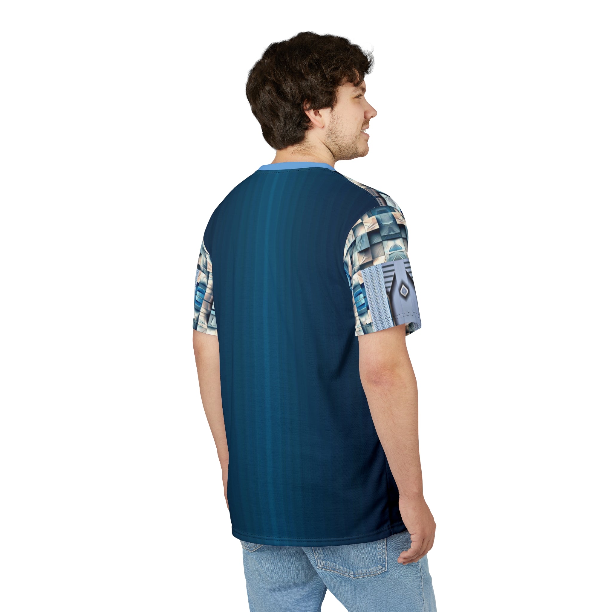 Blue stone,Abstract Geometric Unisex Tee, Unique Graphic Shirt, Trendy Casual Wear, Cool Art Fashion, Statement Piece for Every Occasion