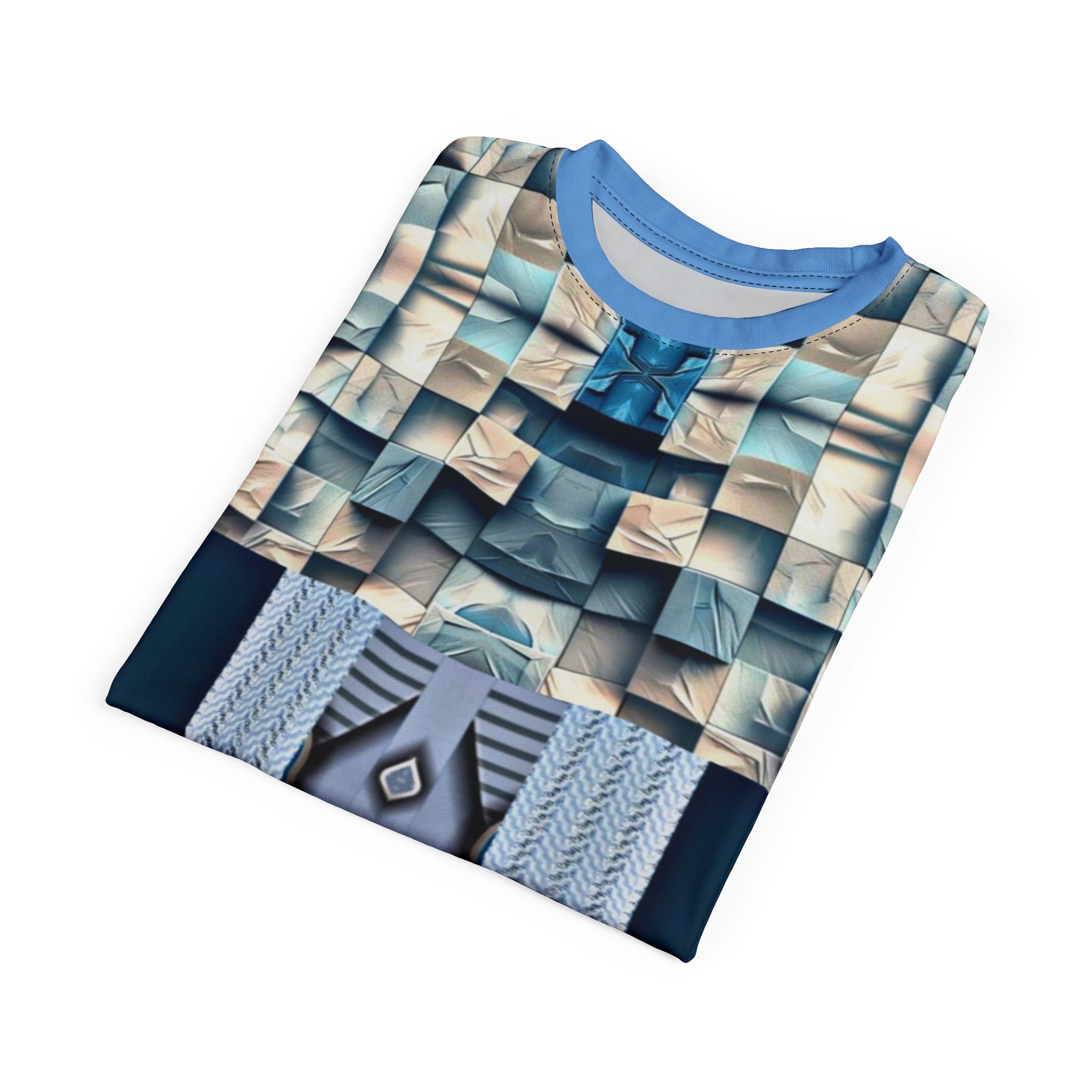Blue stone,Abstract Geometric Unisex Tee, Unique Graphic Shirt, Trendy Casual Wear, Cool Art Fashion, Statement Piece for Every Occasion