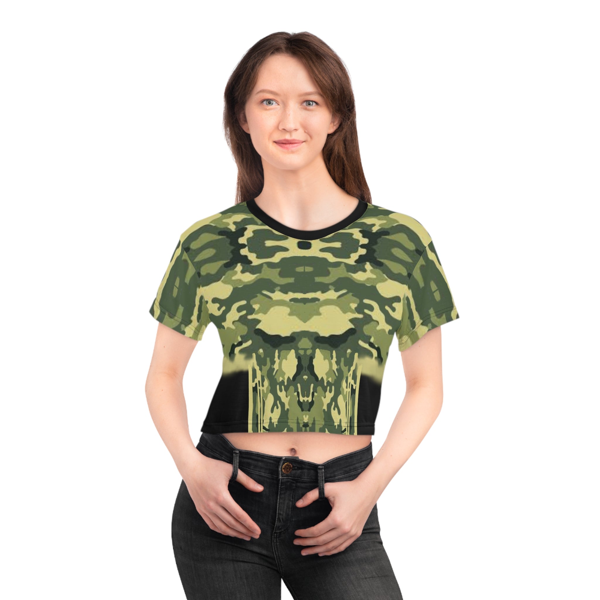 Army for women crop,Crop Tee (AOP)