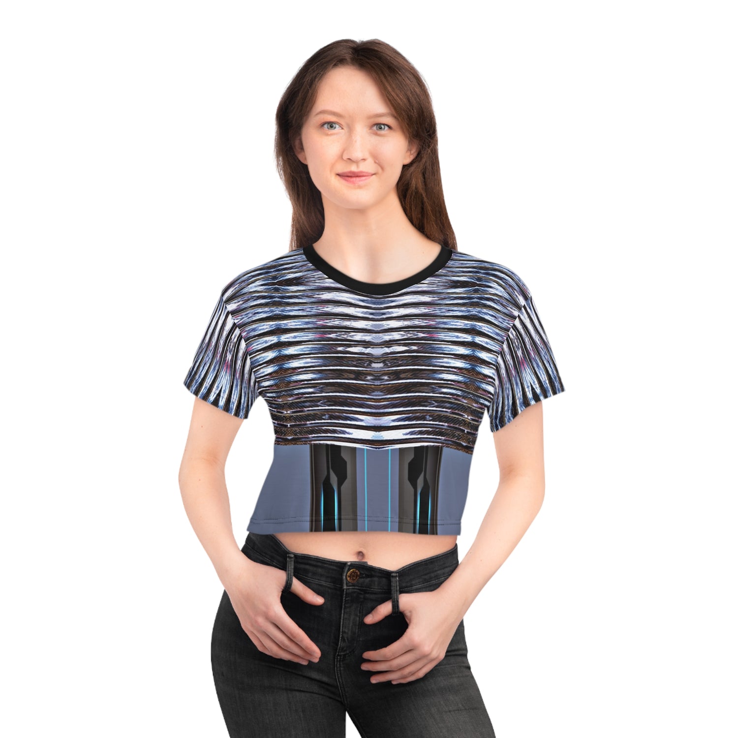 Flash,Stylish Graphic Crop Tee - Trendy AOP Top for Casual Wear, Summer Festivals, Street Style, Unique Gift Idea, Everyday Comfort