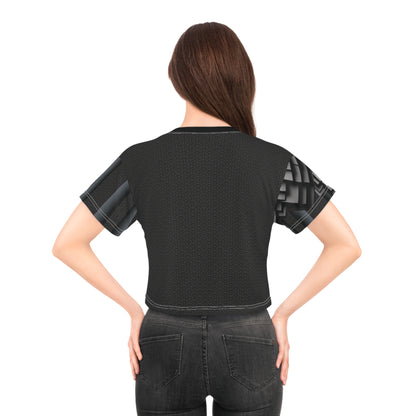 Gray cube 3D,Modern Crop Tee