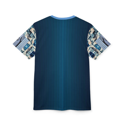 Blue stone,Abstract Geometric Unisex Tee, Unique Graphic Shirt, Trendy Casual Wear, Cool Art Fashion, Statement Piece for Every Occasion