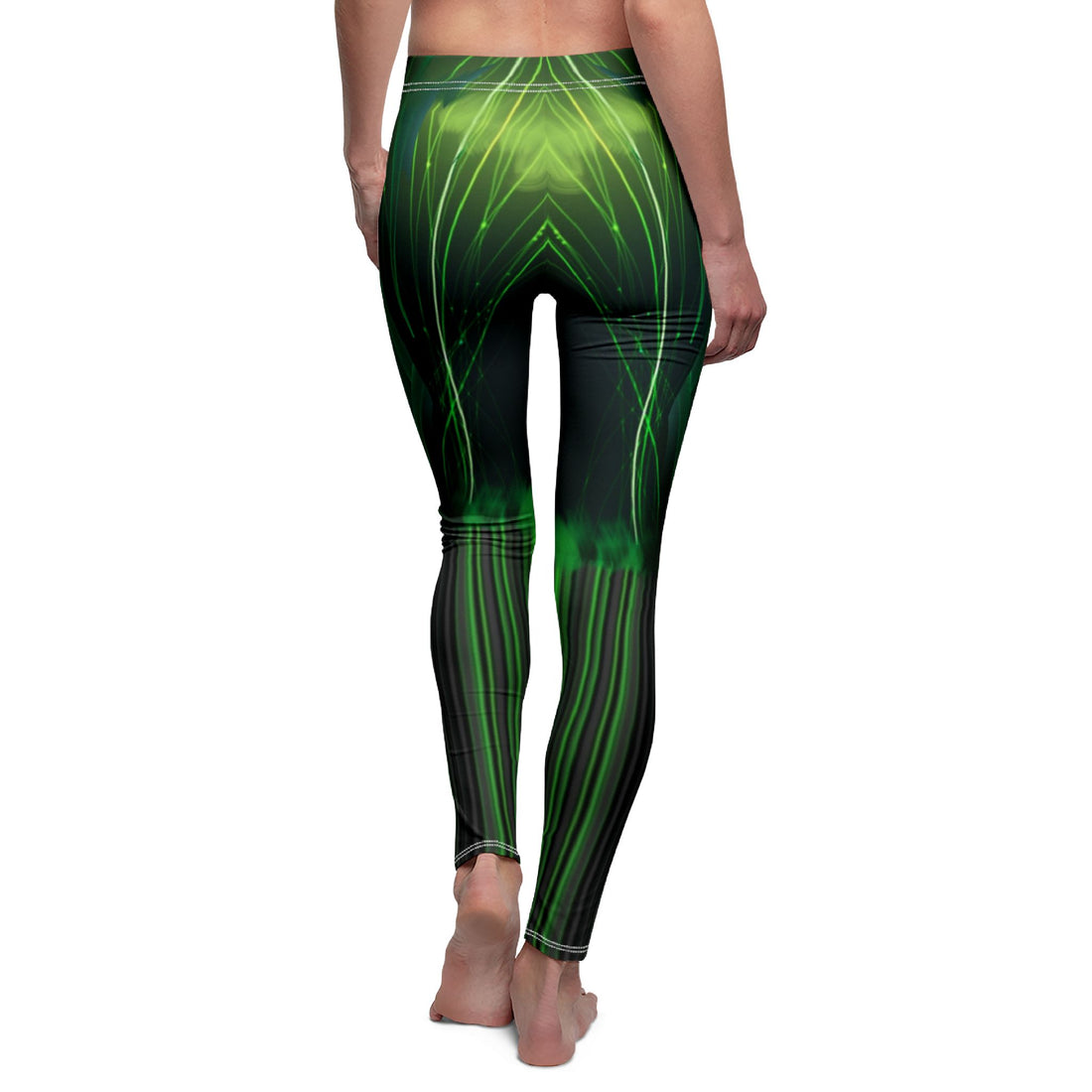 Emerald Green Abstract Mid-Rise Casual Leggings for Active Women