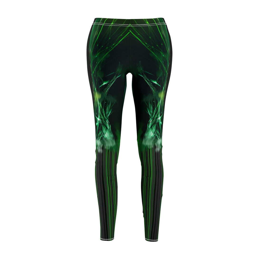 Emerald Green Abstract Mid-Rise Casual Leggings for Active Women