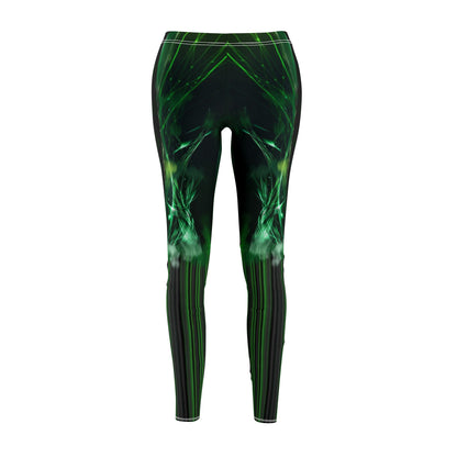Emerald Green Abstract Mid-Rise Casual Leggings for Active Women