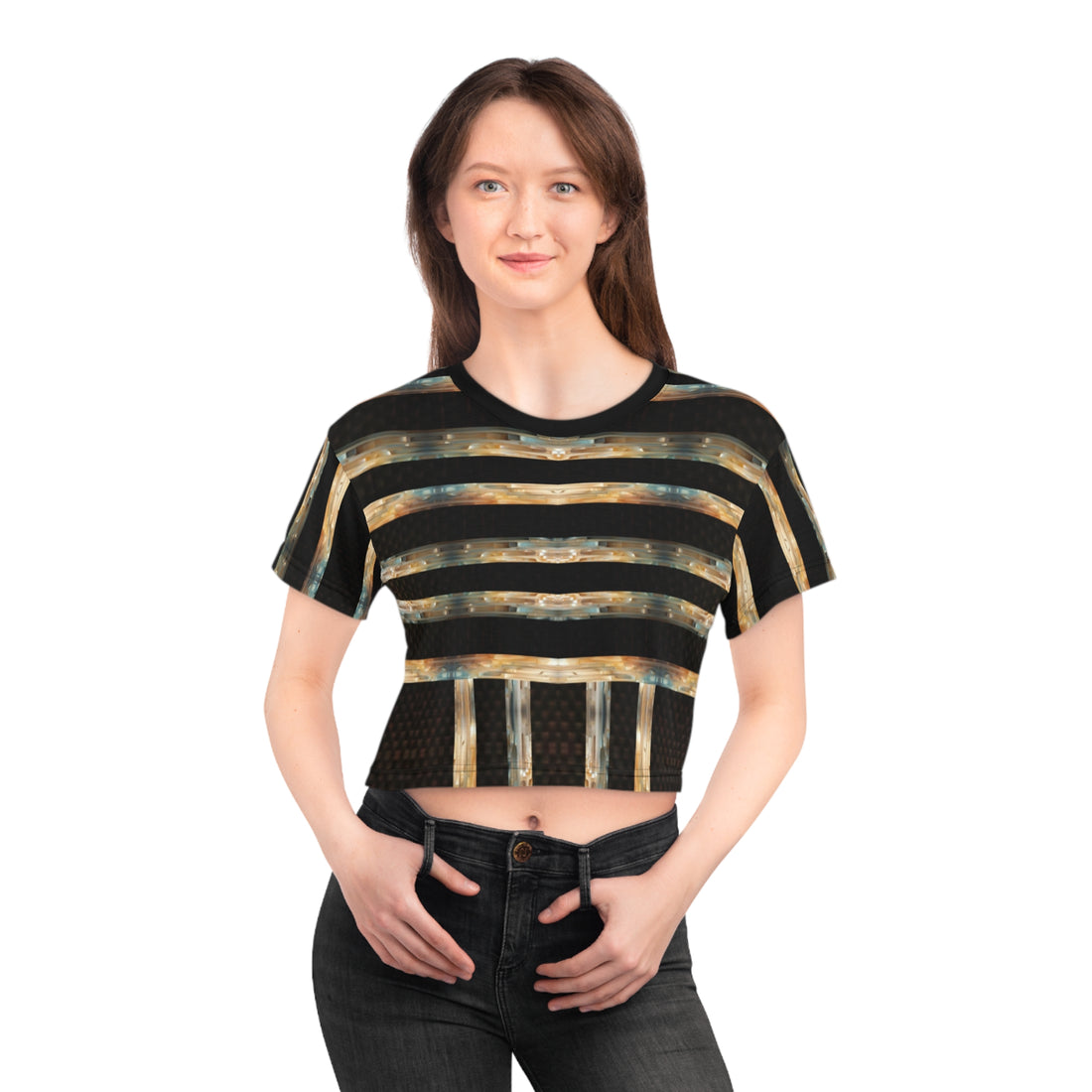 Brown Marble Crop Tee