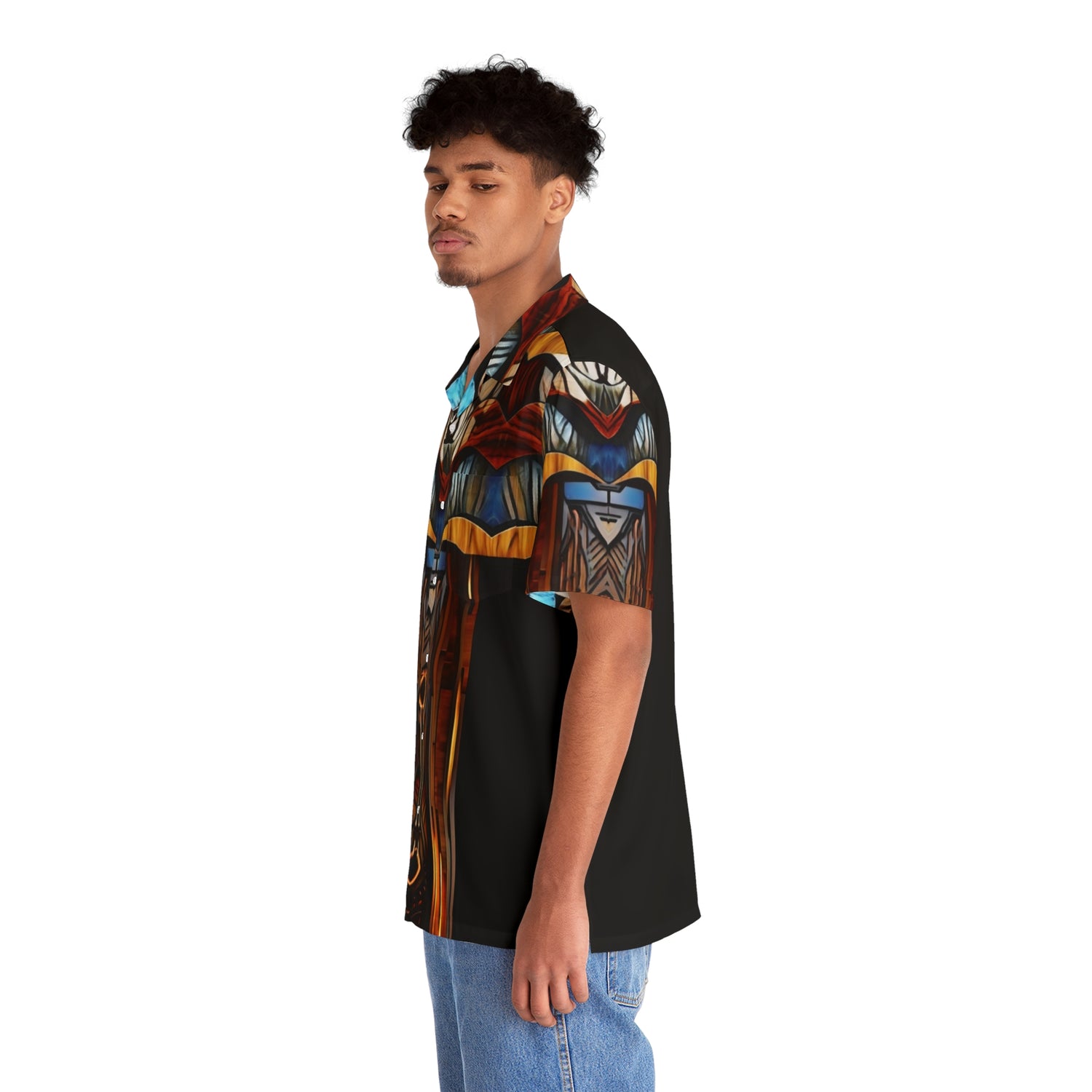 Art deco with wood design ,Hawaiian Shirt Men&
