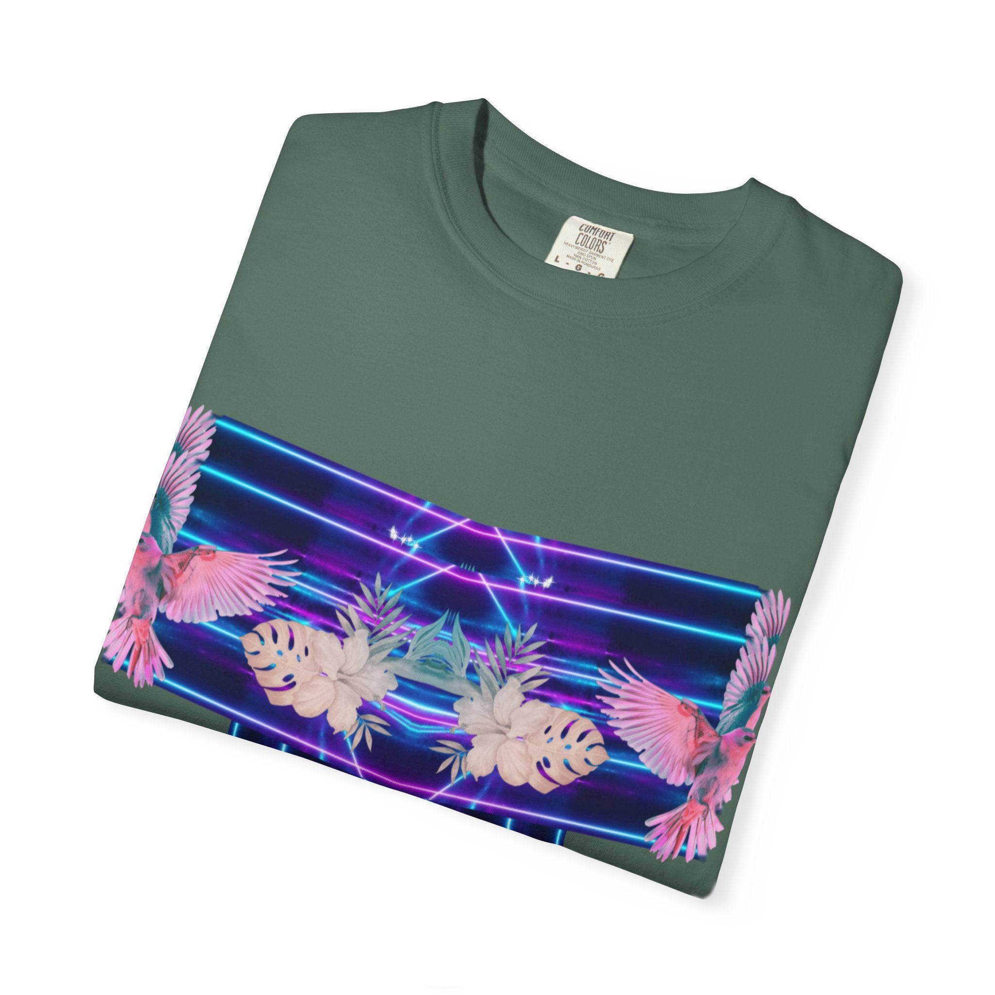 pink robin Hawaii flowers,Unisex Garment-Dyed T-shirt