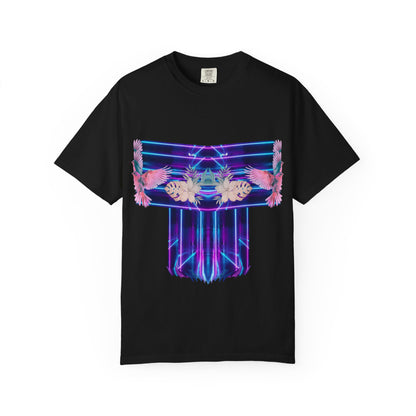 pink robin Hawaii flowers,Unisex Garment-Dyed T-shirt