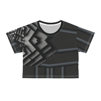 Gray cube 3D,Modern Crop Tee