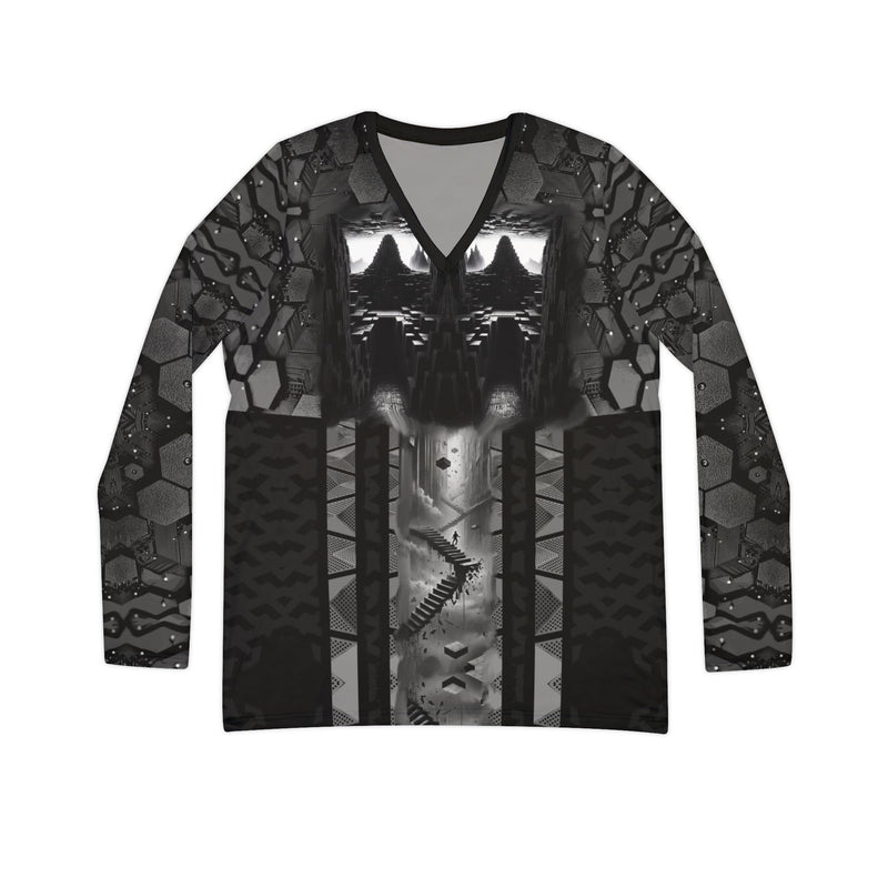 Lost way.Women's Long Sleeve V-neck Shirt (AOP)