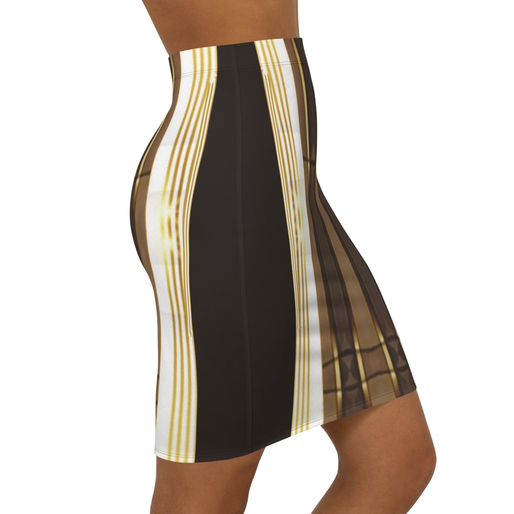 Gold.Chic Women’s Mid-Waist Pencil Skirt, Stylish Office Wear, Casual Evening Outfit, Trendy Fashion Piece, Unique Gift Idea