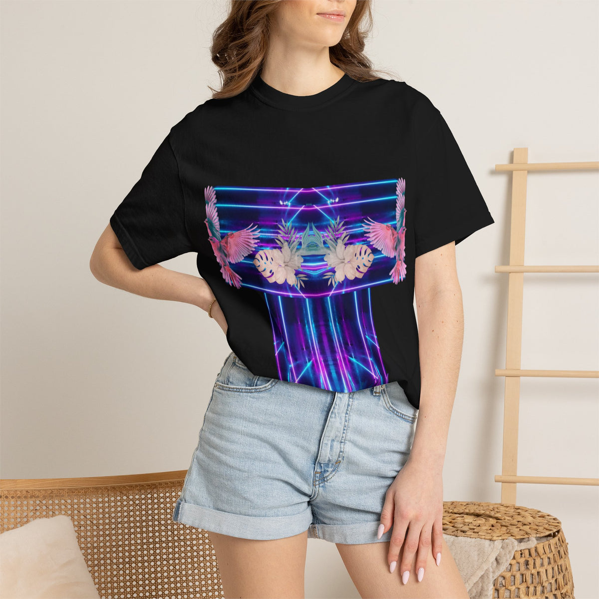 pink robin Hawaii flowers,Unisex Garment-Dyed T-shirt