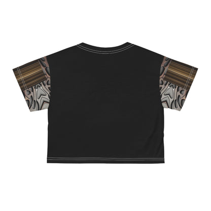 French polish,Chic Abstract Crop Tee, Artful Casual Top, Trendy Summer Tee, Unique Statement Shirt, Monochrome Modern Style, Gift for Fashion Lovers