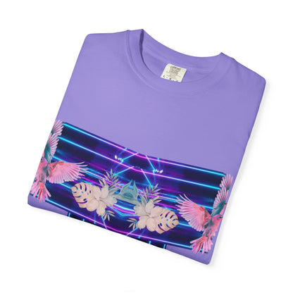 pink robin Hawaii flowers,Unisex Garment-Dyed T-shirt