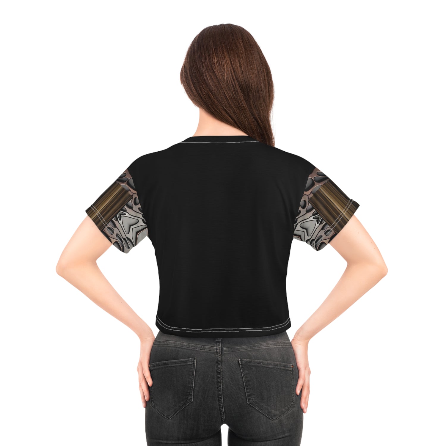 French polish,Chic Abstract Crop Tee, Artful Casual Top, Trendy Summer Tee, Unique Statement Shirt, Monochrome Modern Style, Gift for Fashion Lovers