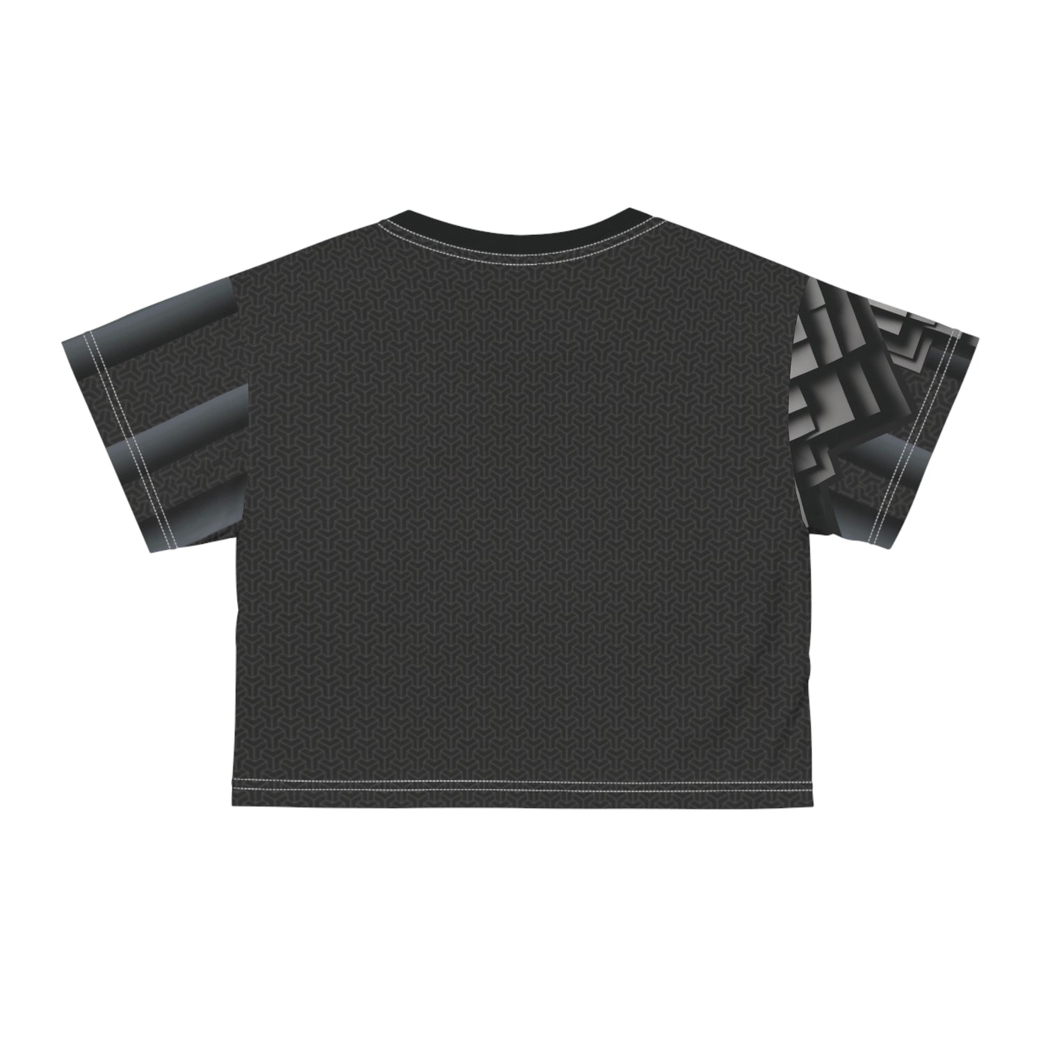 Gray cube 3D,Modern Crop Tee