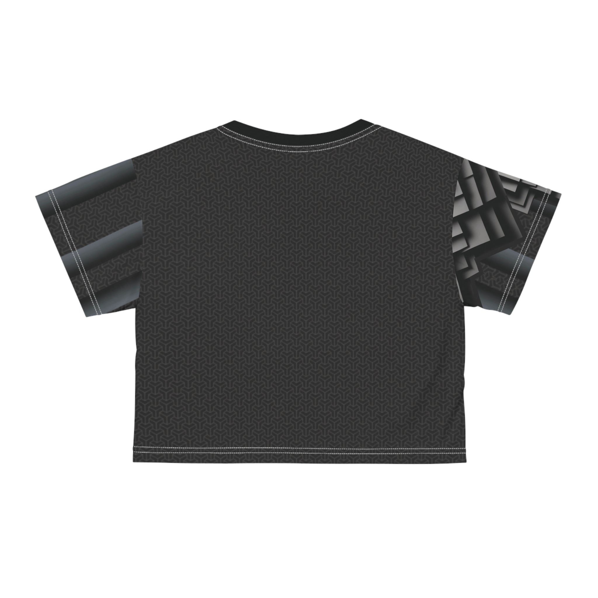 Gray cube 3D,Modern Crop Tee