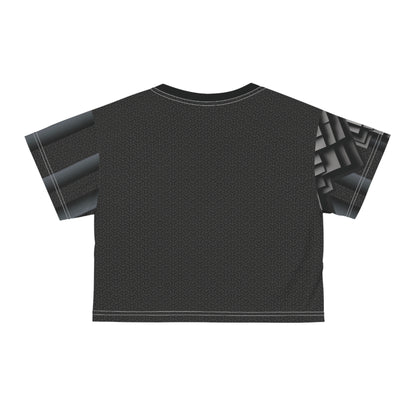 Gray cube 3D,Modern Crop Tee