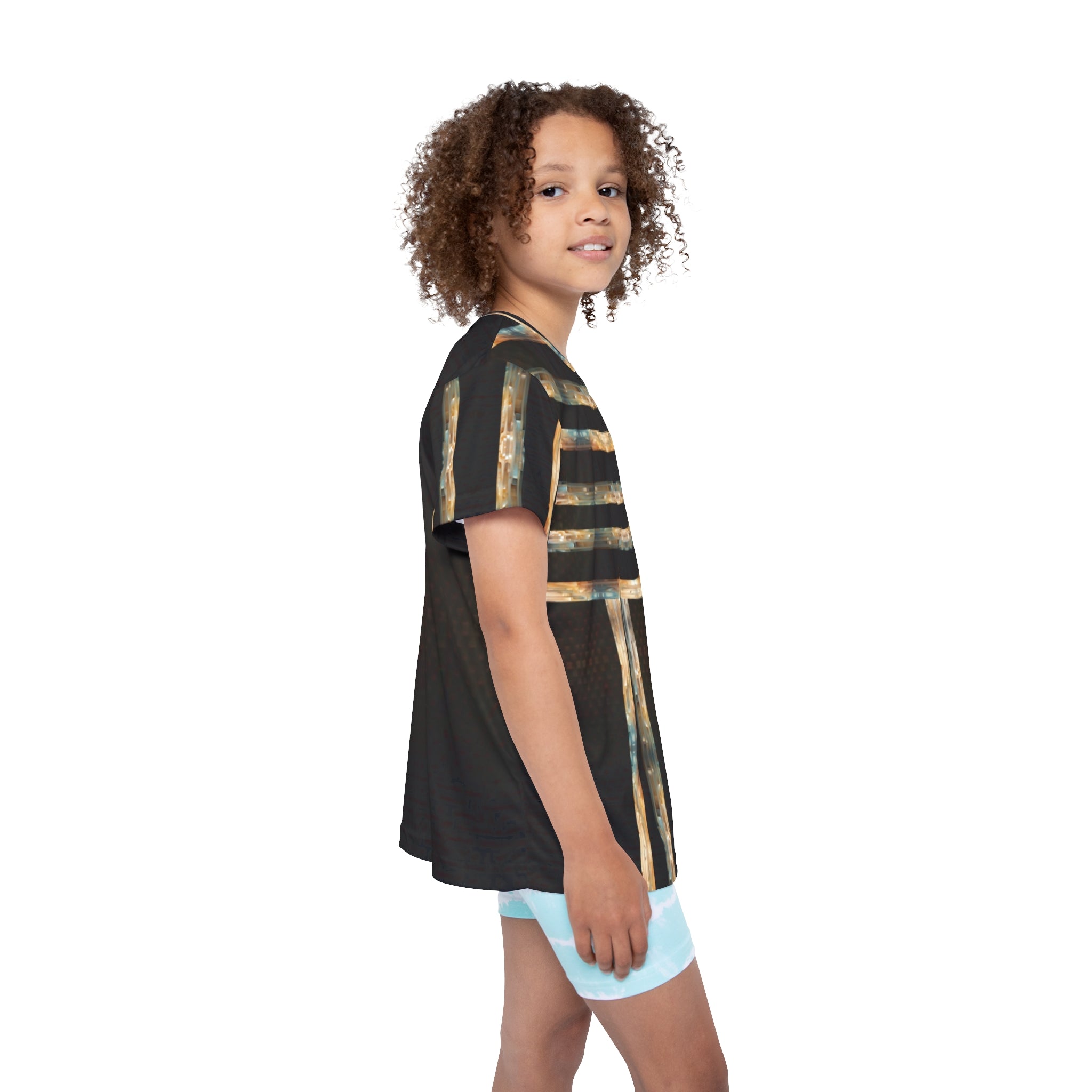 Kids Sports Jersey - Brown Marble Print