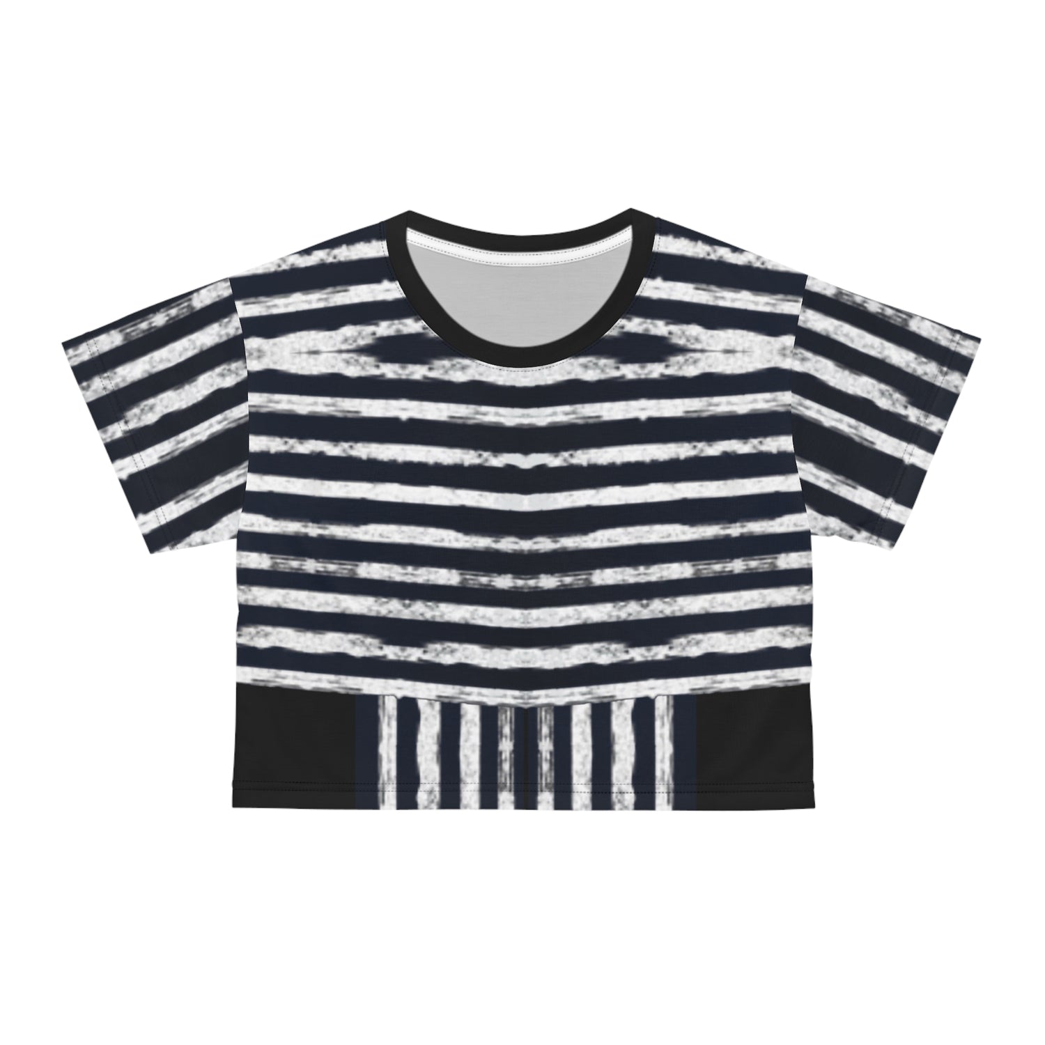 Crop Tee - White Scratch Lines Graphic Design T-Shirt
