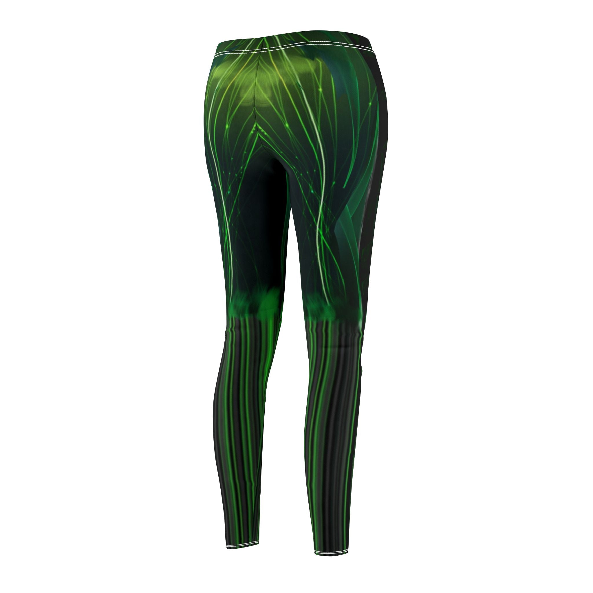 Emerald Green Abstract Mid-Rise Casual Leggings for Active Women