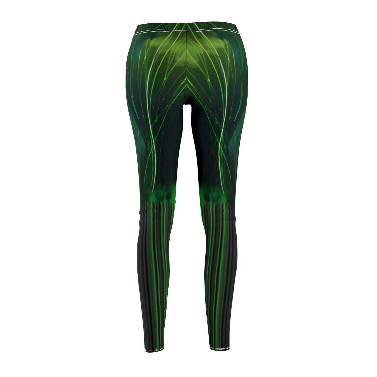 Emerald Green Abstract Mid-Rise Casual Leggings for Active Women