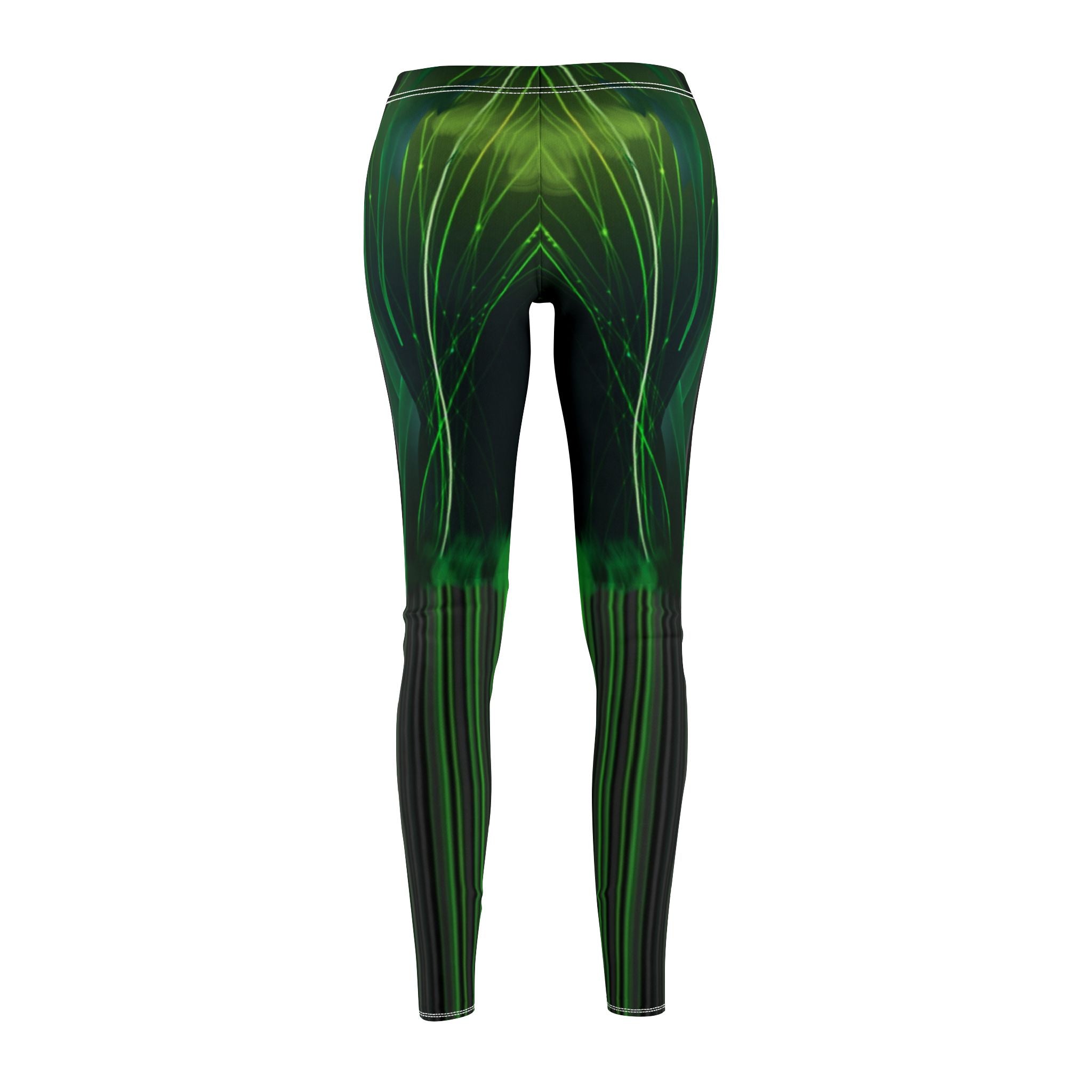 Emerald Green Abstract Mid-Rise Casual Leggings for Active Women