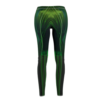 Emerald Green Abstract Mid-Rise Casual Leggings for Active Women