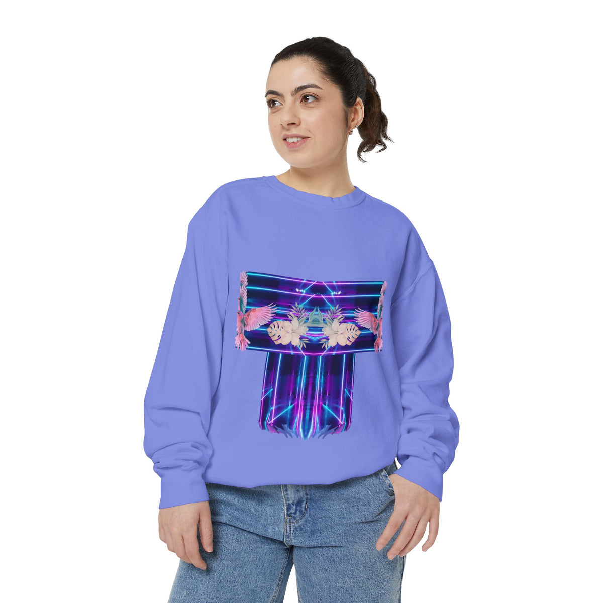 Pink bird.Abstract Neon Prism Sweatshirt