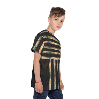 Kids Sports Jersey - Brown Marble Print