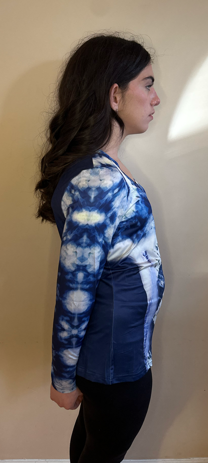 Blue tie dye,Style:O-neck,Long sleeve for Women