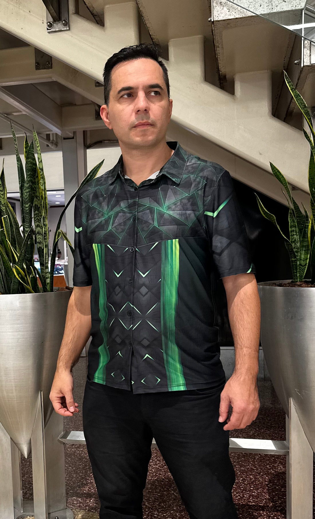 Green triangle,Casual shirt,Short sleeve for men