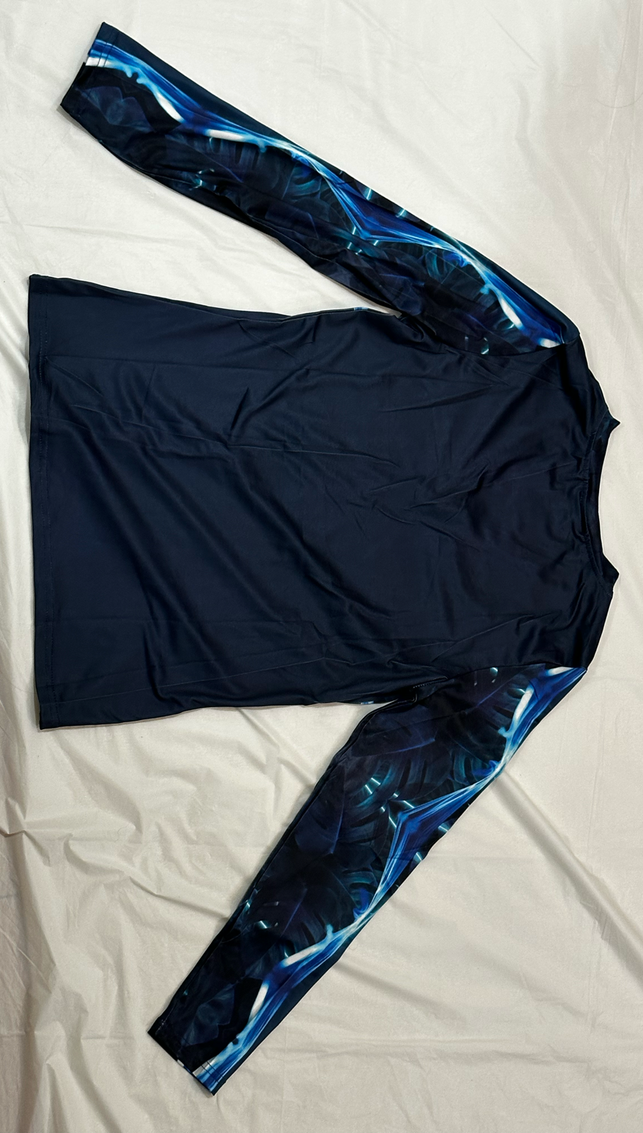 Blue leaf,Style:V-neck,Long sleeve for Women