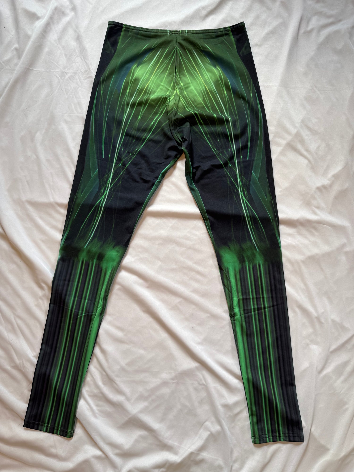 Emerald Green .Abstract Low-Rise Casual Leggings for Active Women