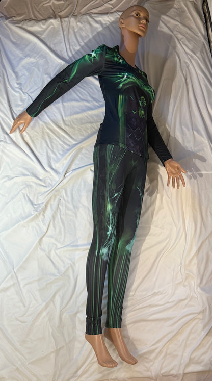 Emerald Green .Abstract Low-Rise Casual Leggings for Active Women