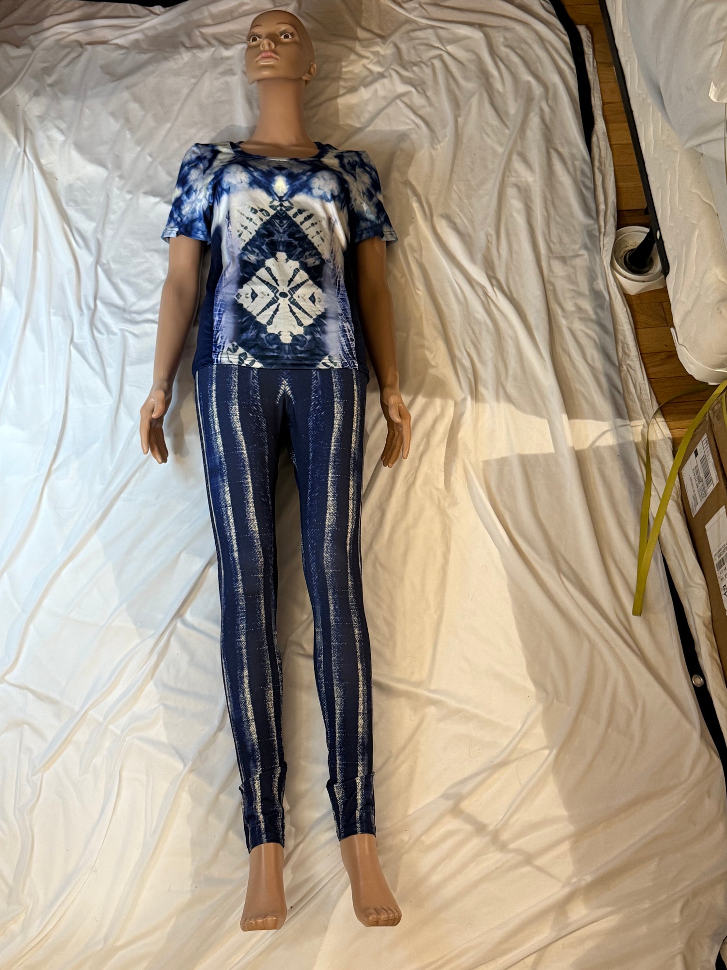 Blue tie dye jeans pattern,Women&
