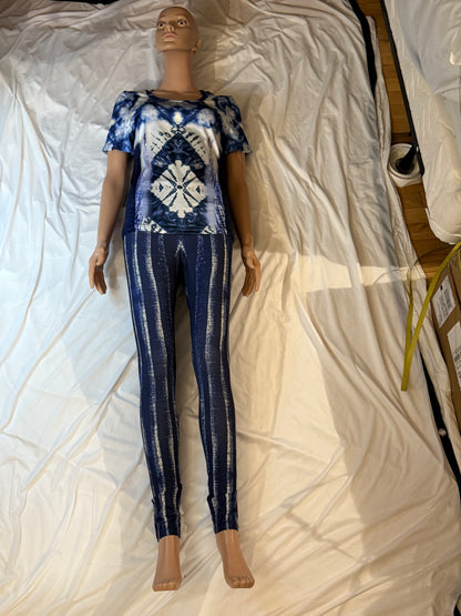 Blue tie dye jeans pattern,Women&