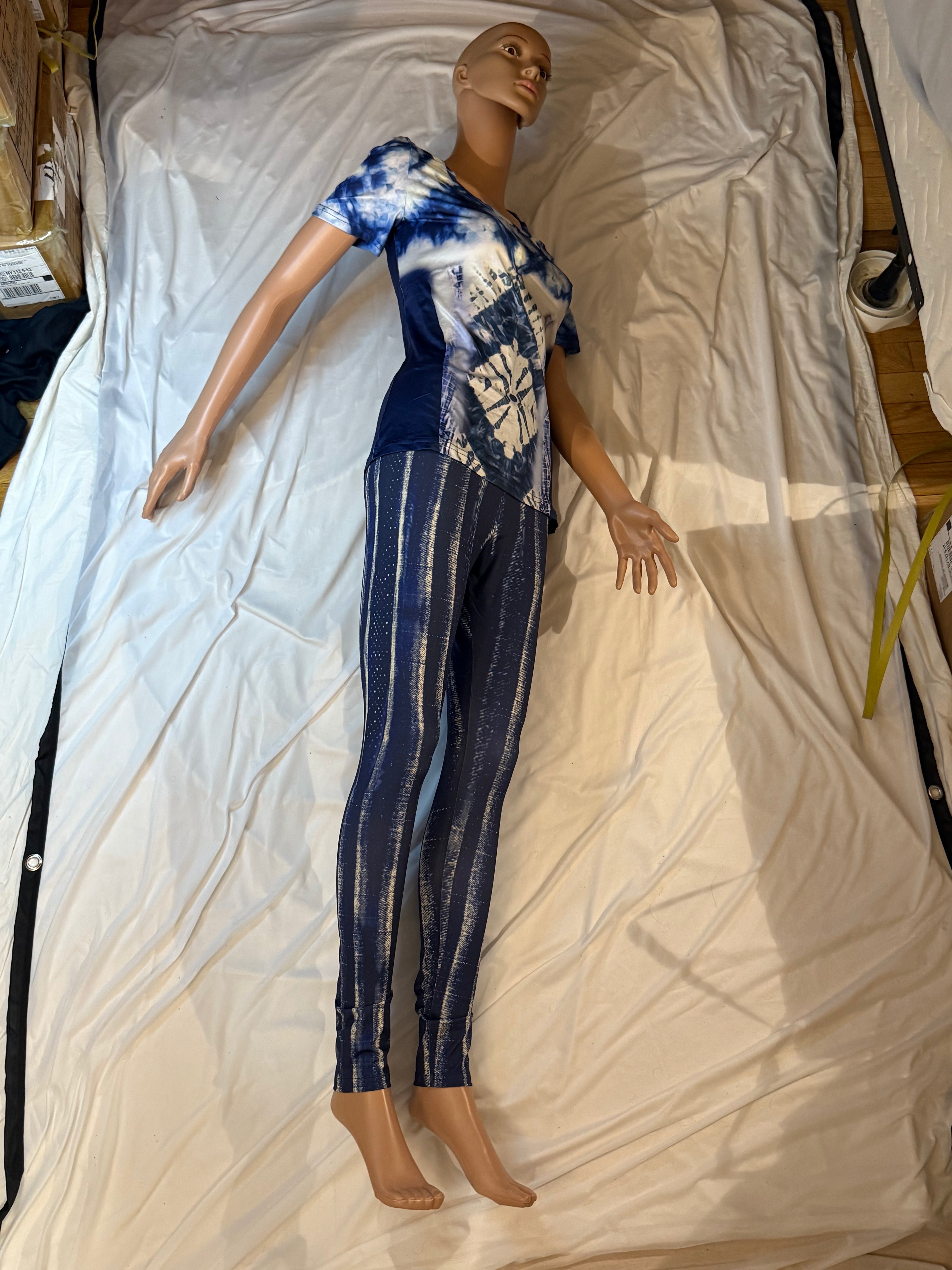 Blue tie dye jeans pattern,Women&