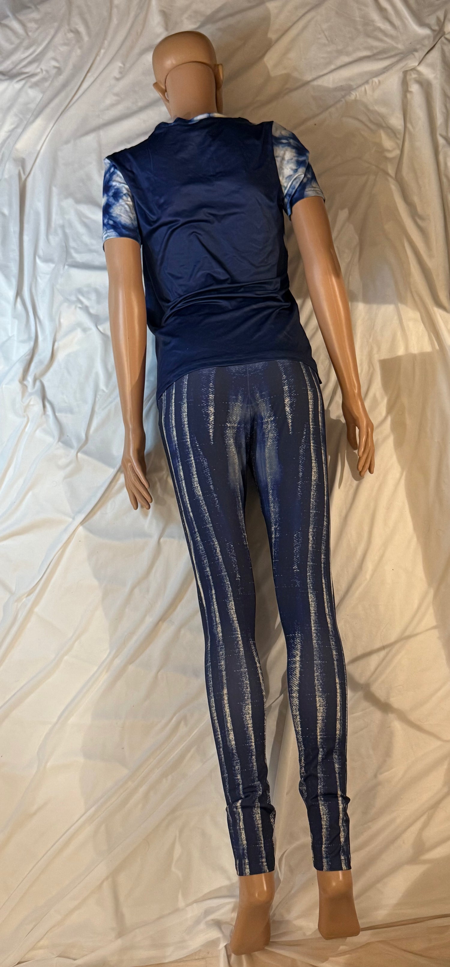 Blue tie dye jeans pattern,Women&