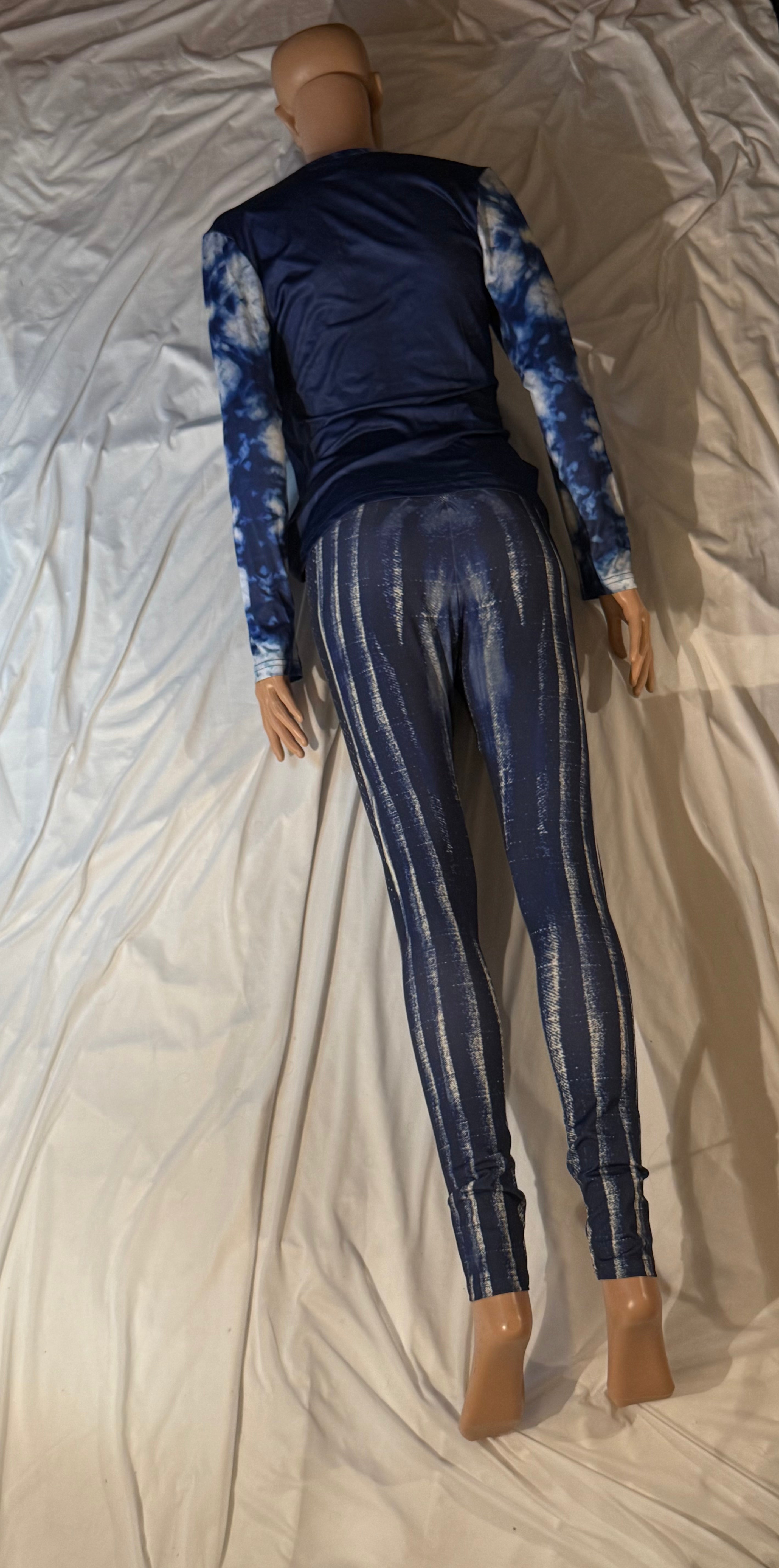 Blue tie dye jeans pattern,Women&